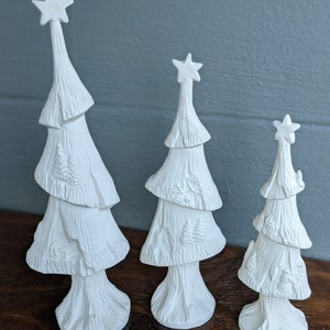 Set of 3 Modern Woodland Ceramic Christmas Trees Tall