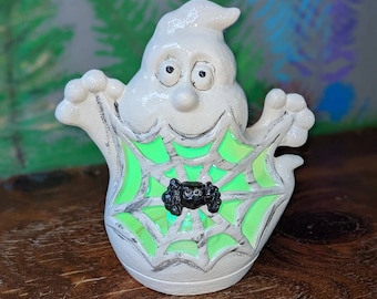 Ghost Spiderweb Light Up Halloween Ceramic