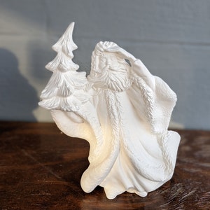 Vintage Santa With Tree Gare 1986 Ceramic Bisque