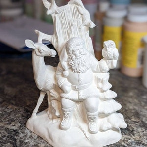 Forest Santa With Animals Christmas Ceramic Bisque 2001 Doc Holliday
