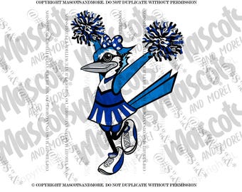 Blue Jay Cheer Mascot in SVG, PNG, pdf, and eps
