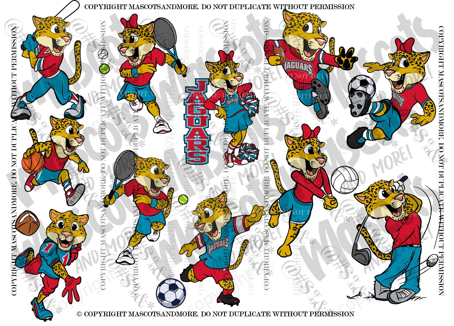 Jaguar Sports pack Mascots in Vector, Jpeg, png, pdf, eps, svg.