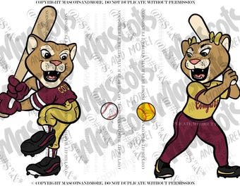 Cougar Baseball Mascot in Vector, Jpeg, png, pdf, eps, svg