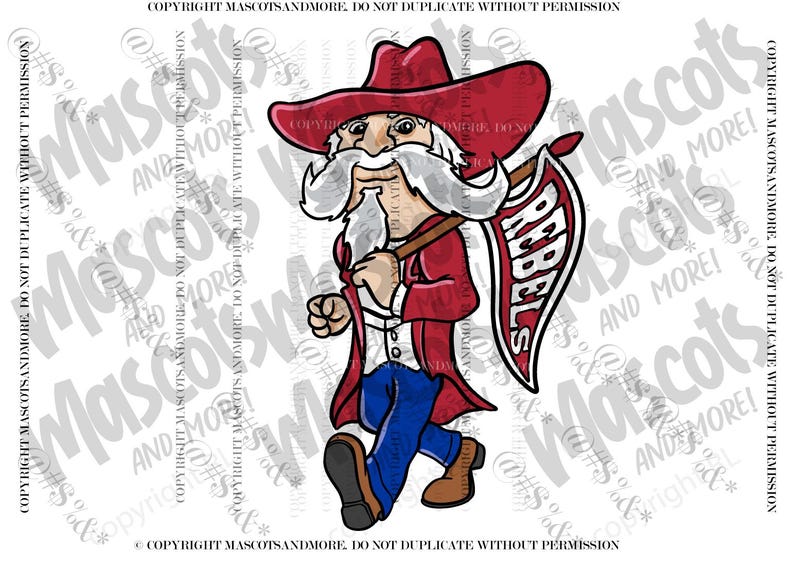 Colonel/rebel Mascot in Vector, Jpeg, Png, Pdf, Eps, Svg - Etsy