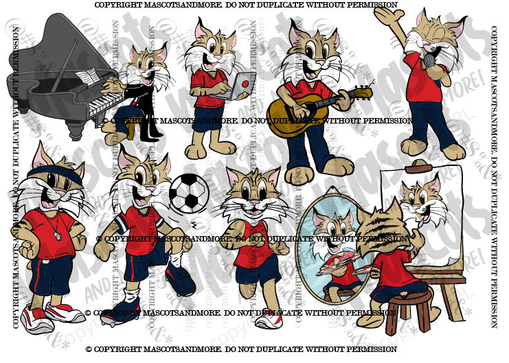 Bobcat Mascots in Vector, Jpeg, png, pdf, eps, svg