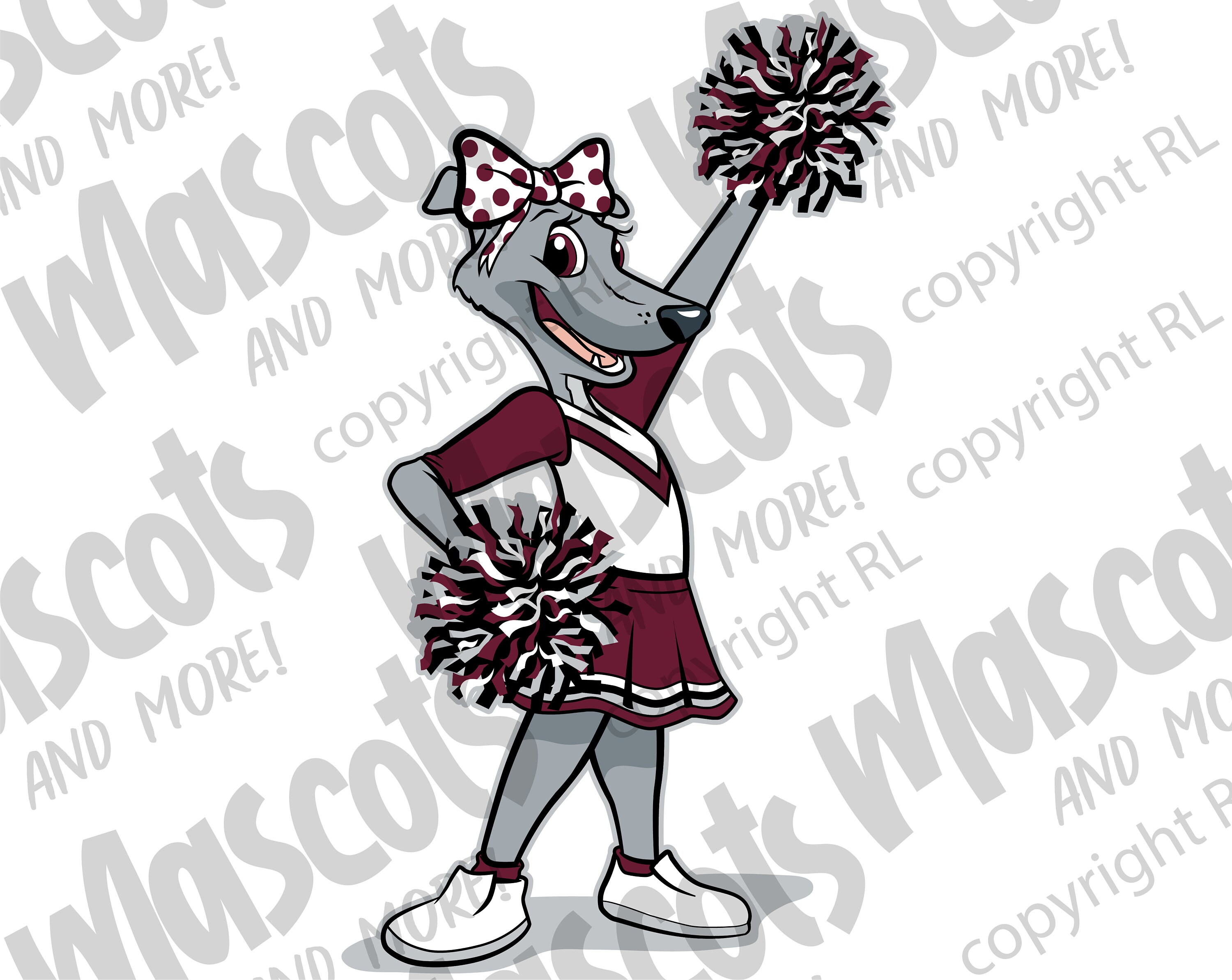Greyhound Cheerleader Mascot in Vector Jpeg Png Pdf Eps Etsy