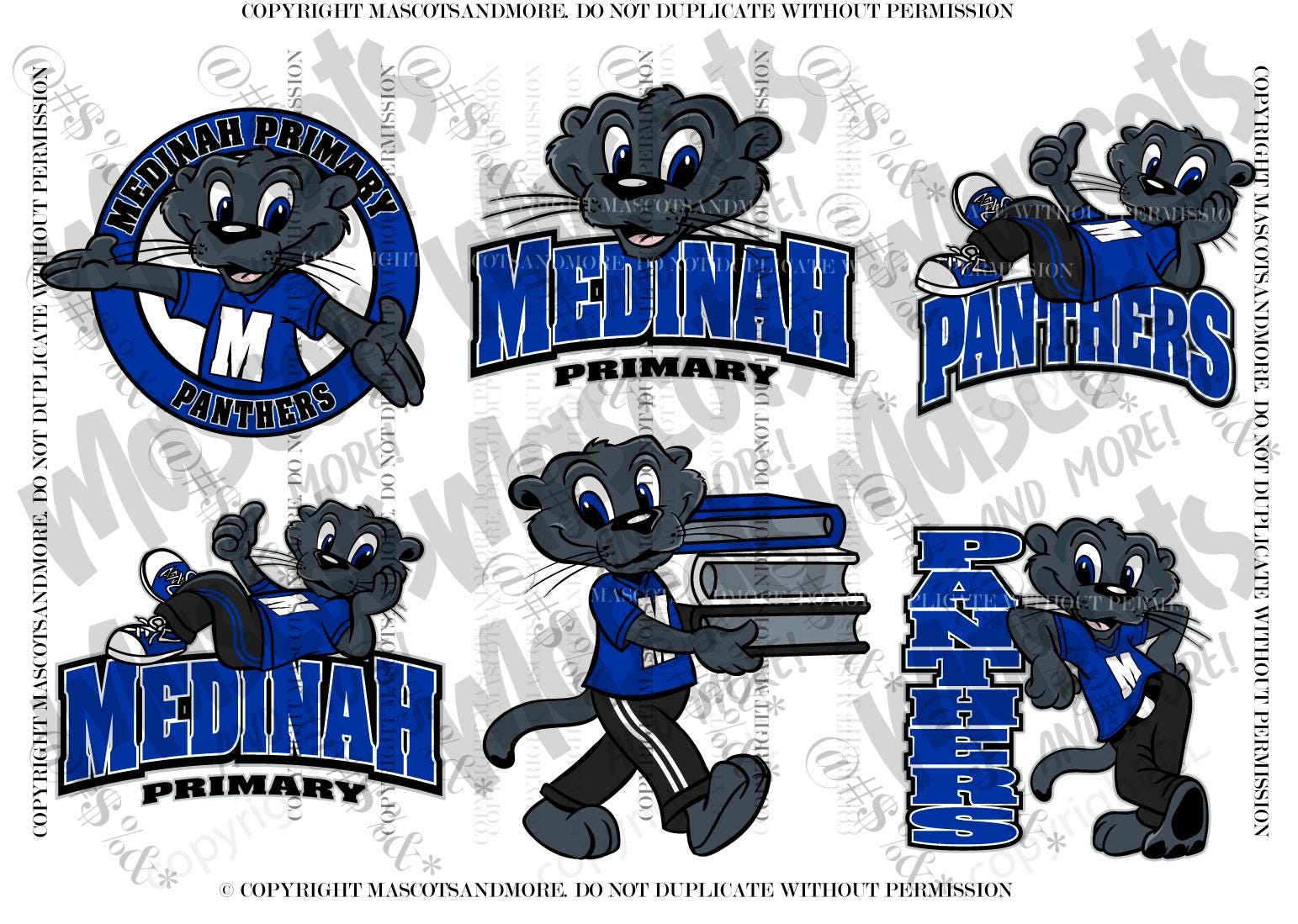 Customizable Panther mascots. Six different logos in svg, eps, pdf, jpg, png