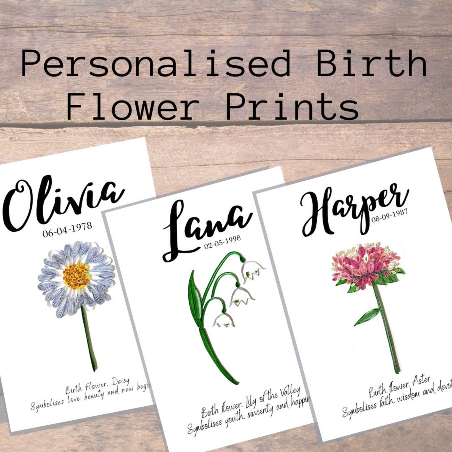 Personalised Birth Flower Print Gift for Her Mothers Day Etsy