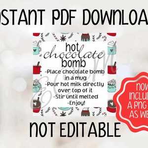 Hot Chocolate Bomb Tags Instant Download PDF & PNG File
