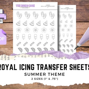Summer Themed Royal Icing Transfer Sheets