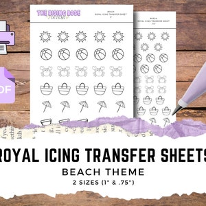 Beach Theme Royal Icing Transfer Sheets
