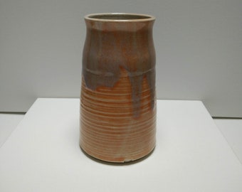 Handmade wheel thrown stoneware jar or vase.