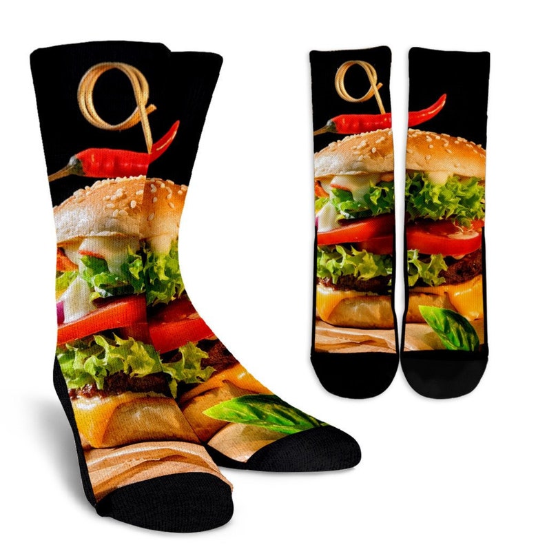 Cheese Burger Socks Funny Food Socks Yummy Cheeseburger Etsy