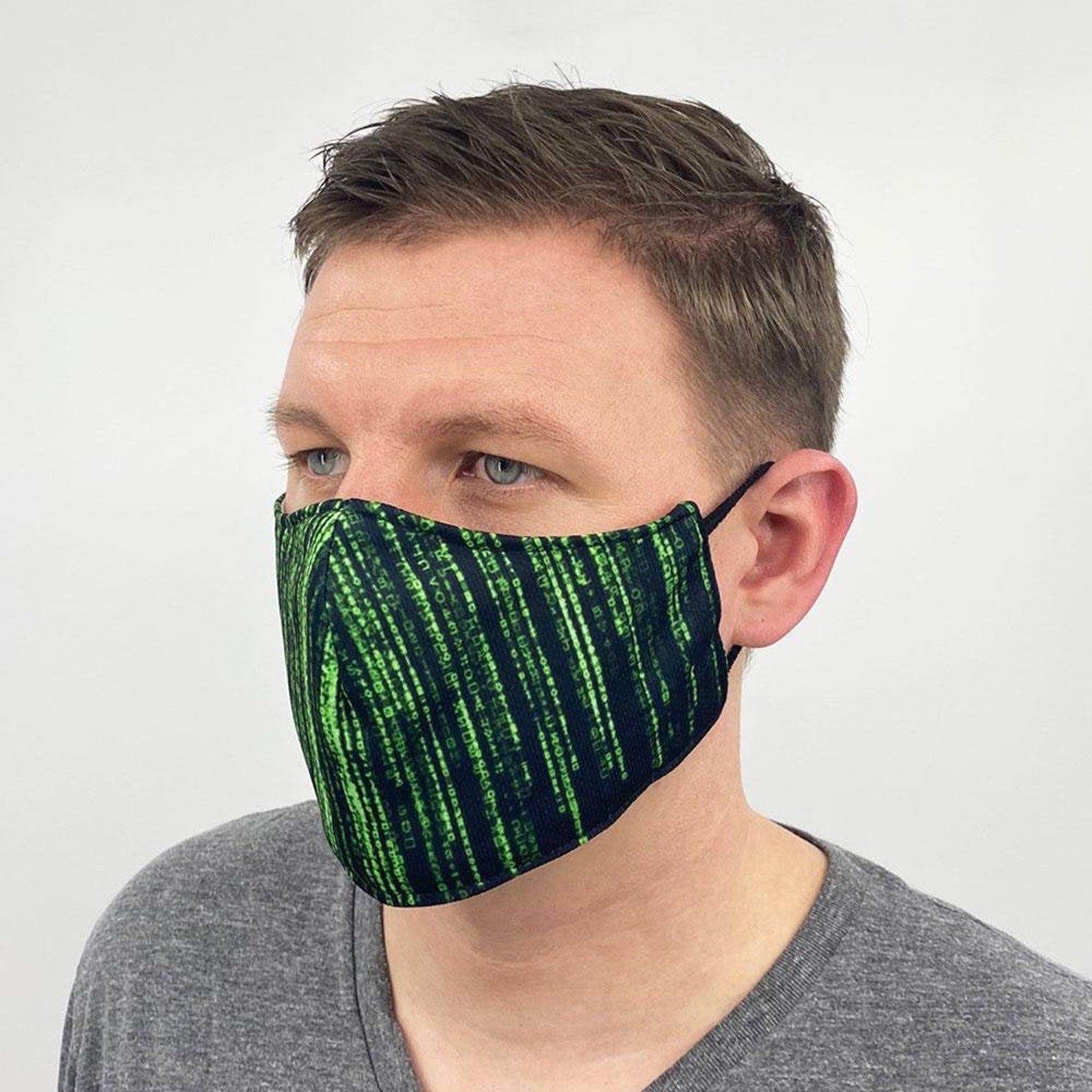 Matrix Code Face Mask Enter The Matrix Digital Matrix Etsy