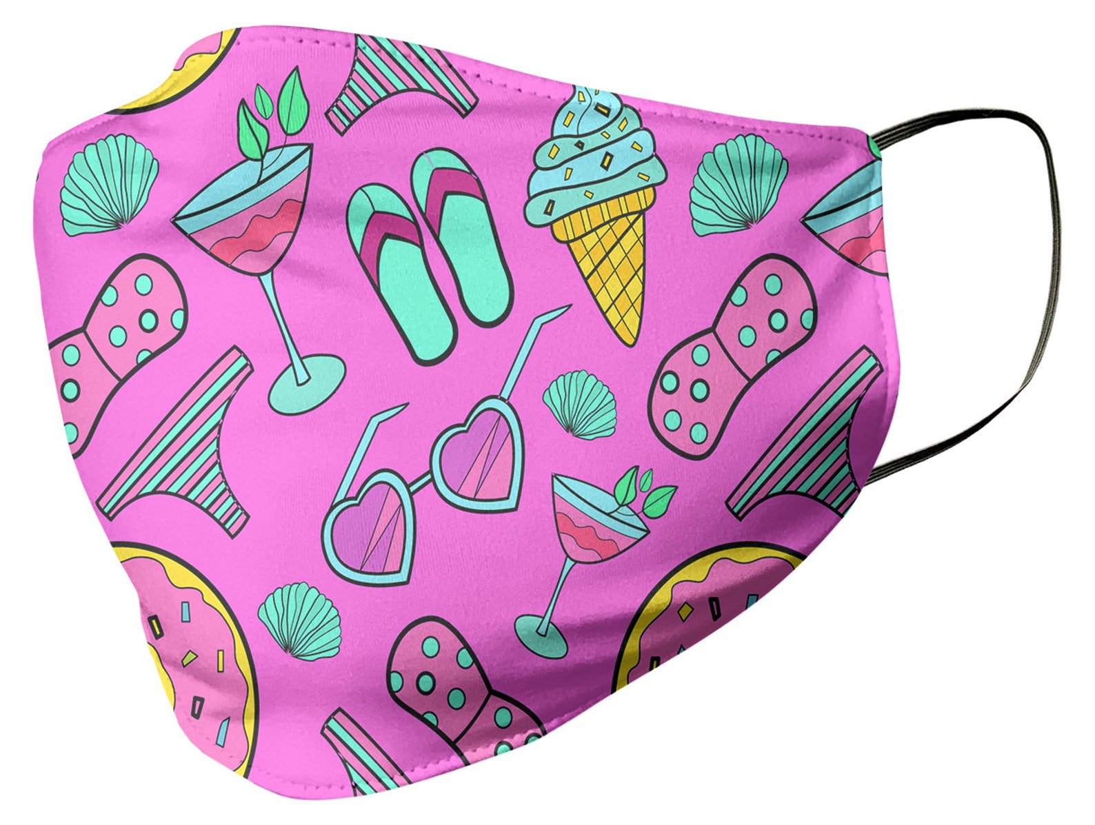 Summer Face Mask Fun Beach Washable Reusable Face Cover Dust Etsy