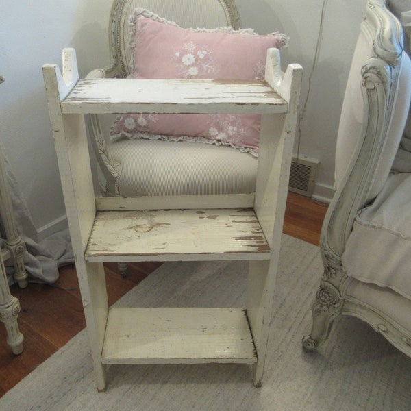 Vintage Shabby Chippy Wooden Display Shelf Stand