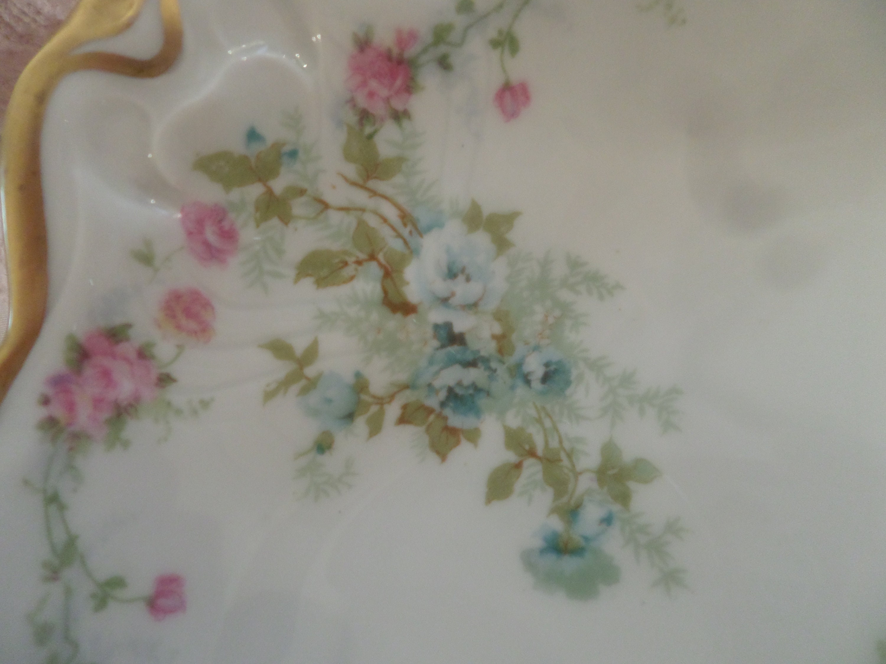 Vintage Shabby Soft Pink & Blue Roses Serving Display Bowl - Etsy