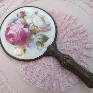 Vintage Roses Dresser/Vanity Hand Mirror