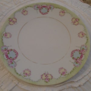 Vintage Shabby Pink Roses Wreaths Garlands Display Plate