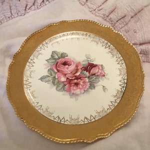 Vintage Shabby X Large Roses Display Plate