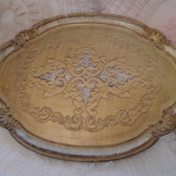 Vintage Shabby Italian Florentine Display Tray