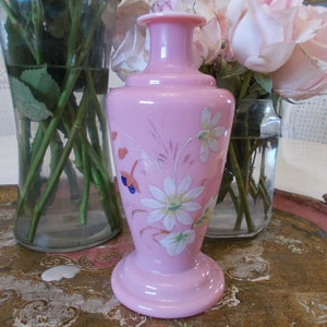 Vintage Shabby Hand Painted Pink Florals Vase