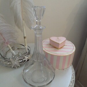 Vintage Shabby Tall Glass Display Decanter Bottle