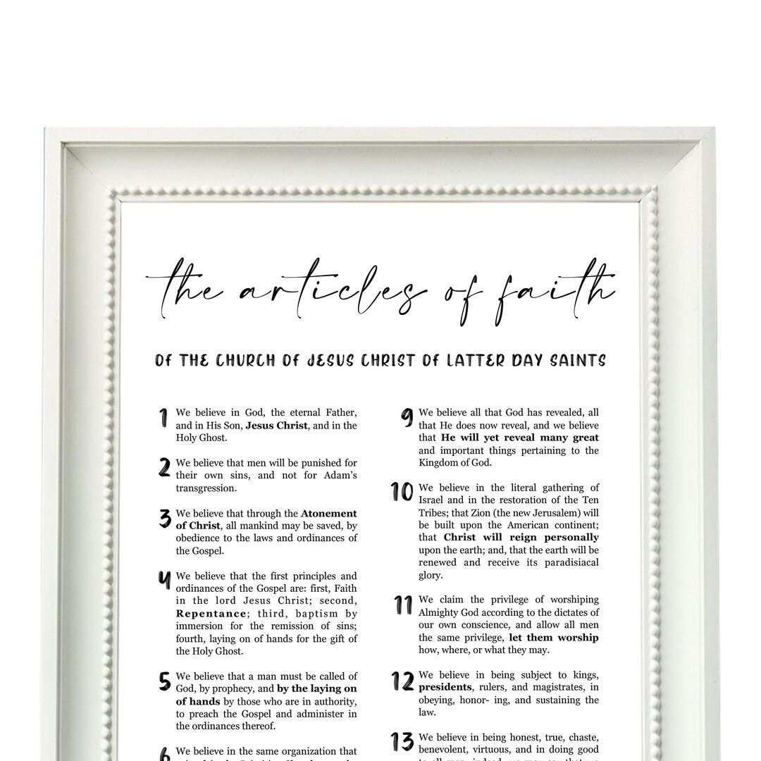 PRINTABLE - Articles of Faith - Latter Day Saints - the Church of Jesus ...