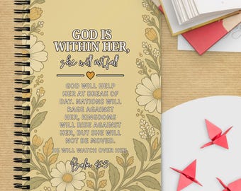 Psalms Scripture Notebook - God is Within Her Journal - Christian Woman - Encouragement - Bible Verse