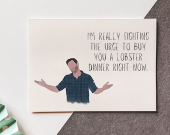 Nick Funny Valentine's Card - Nick Miller Quotes - Funny Card - TV Show - New Girl - Lobster
