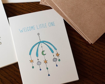 Willkommen Little One - Baby Mobile - Baby Shower Dankeschön Karte - Geschlecht Neutral - Baby Mädchen - Baby Junge - neues Baby - Baby Shower