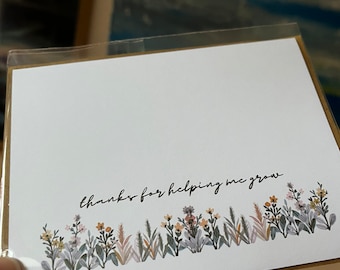 Thank you for helping me grow - card for mom dad - card for teacher - card for friend - thank you card
