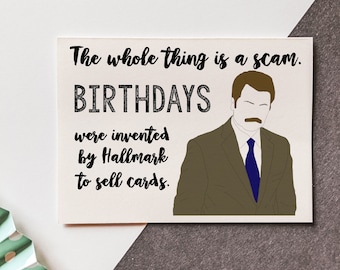 Parks & Rec - Ron Swanson - Birthday Card - Funny Birthday - TV Show - Pawnee