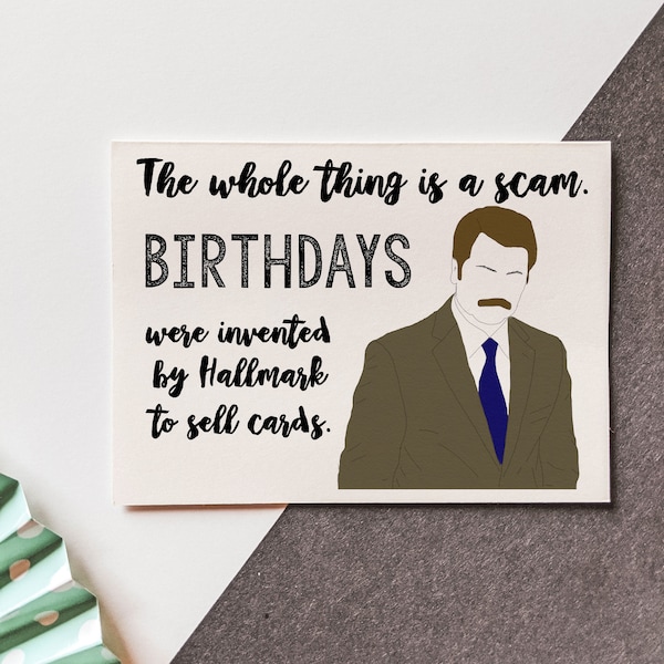 Parks & Rec - Ron Swanson - Birthday Card - Funny Birthday - TV Show - Pawnee