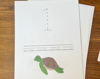 Ocean Unit Study - Homeschool - 1 to 10 Tracing Sheets - Numbers Sense - Number Tracing - At Home Learning - Digital - Writing Numbers