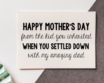 Mothers Day - Step Mom - Bonus Mom Card - Step Kid Card - Blended Family