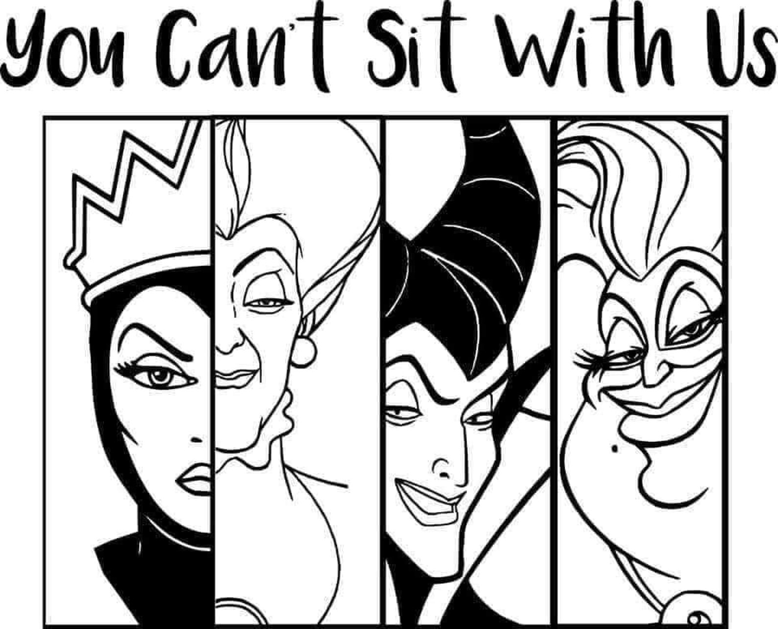 Disney cant sit with us female villians svg jpeg | Etsy