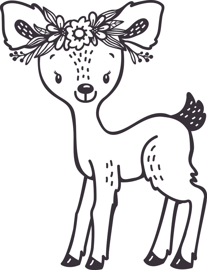 Download Baby deer flower crown cut files svg png | Etsy