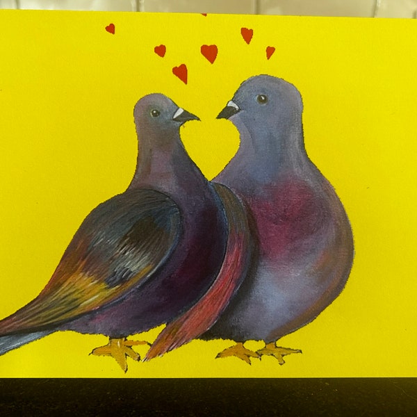 Amor de paloma, tarjeta de parejas de corazón de amor de San Valentín para aniversarios y compromisos, tarjeta de felicitación
