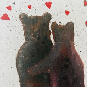 Bears cuddling Valentines Day anniversary card,love hearts couples congratulations card,for engagements and celebrations image 4