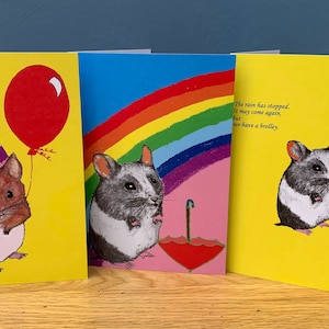 Super cute Hamster art and cards.hamster art,birthday celebration,sweet hamster rainbow prints.