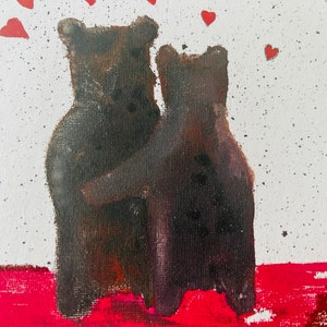 Bears cuddling Valentines Day anniversary card,love hearts couples congratulations card,for engagements and celebrations image 3