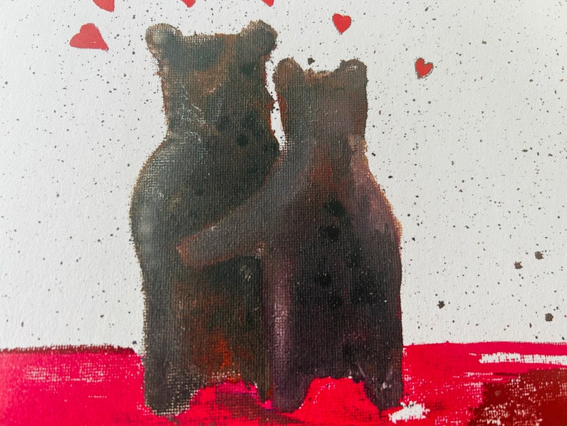 Bears cuddling Valentines Day anniversary card,love hearts couples congratulations card,for engagements and celebrations image 3