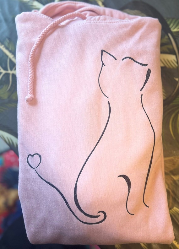 Super cute cat hoodie,womens hoodie,ladies pink hoodie,cat lover birthday and Christmas gift