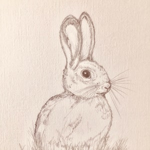 Sweet nursery Rabbit art,Cute rabbit pencil drawing.Sweet Rabbit illustration,nursery, bedroom decor.