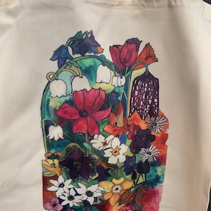 Cotton Tote bag,Spring floral cotton tote bag,British flowers print bag, gardeners gift,shopping bag,reusable bag