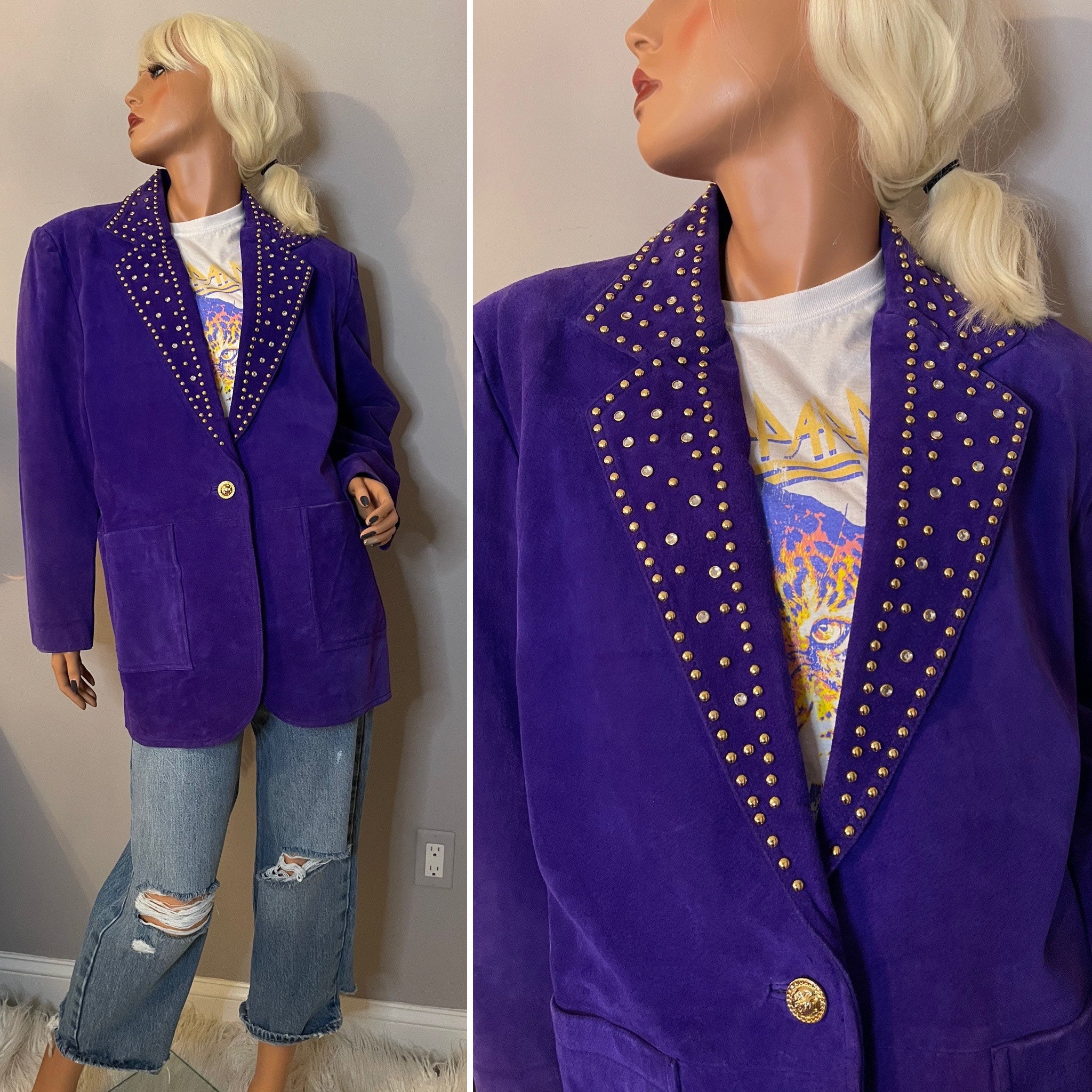 purple suede blazer