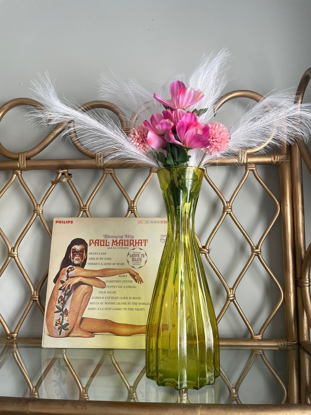 Tall Green Glass Eclectic Vase, Vidrios San Miguel Recycled Glass Vase