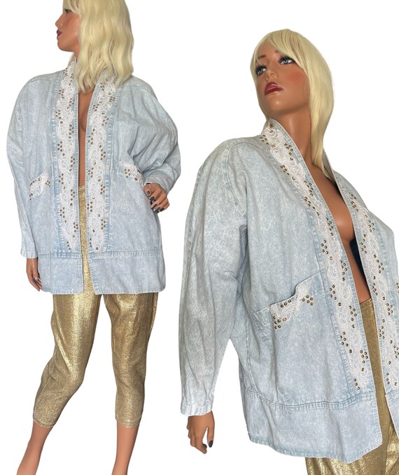 1980's Western Jacket, Glam Rock Pure Cotton Stud… - image 1