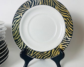 Animal Print Plate, Tiger Leopard Print Desert Salad Plate, 6.45" Studio Nova Jungle Beat Replacement Plate, Eclectic Unique Dinnerware